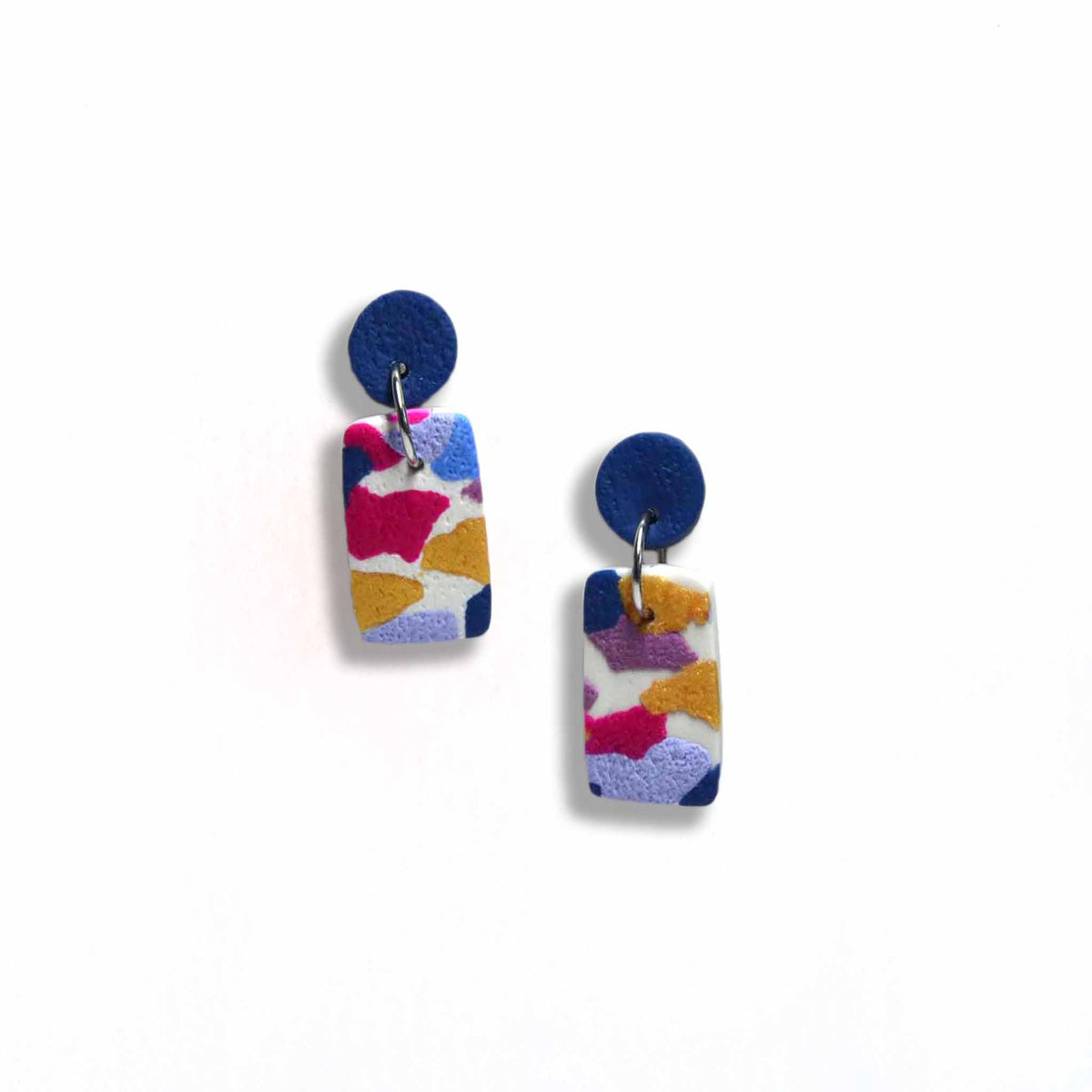 Terrazzo earrings dangle navy stud