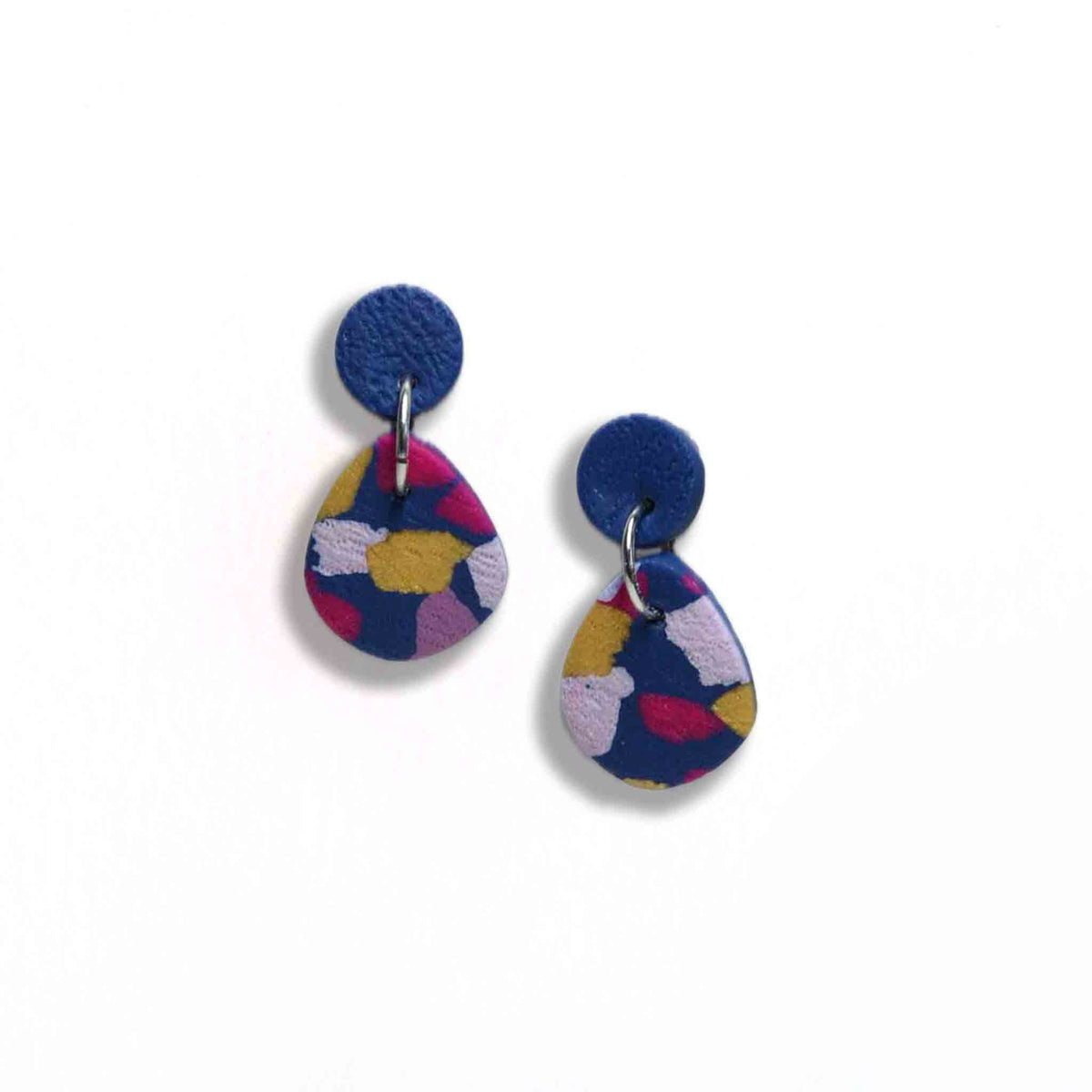 Terrazzo navy stud drop earrings