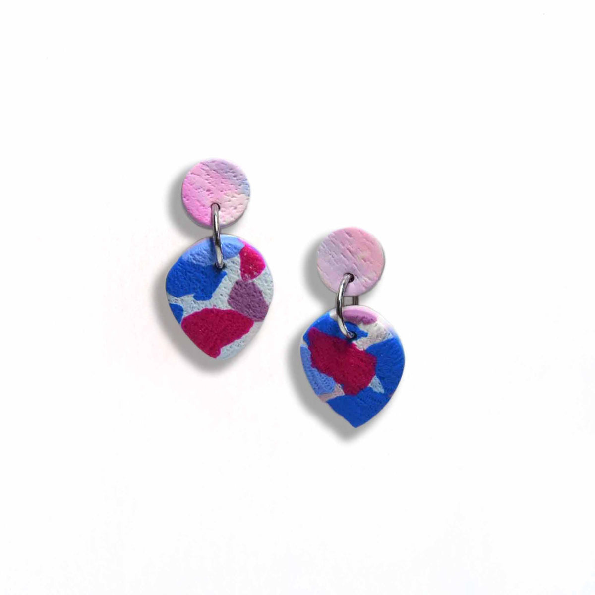 Terrazzo drop earrings with pink studs