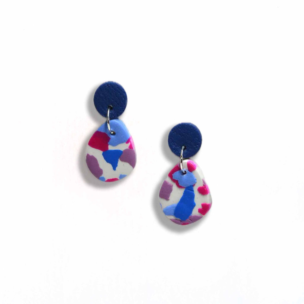 Terrazzo drop earrings with navy stud