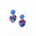 Terrazzo earrings with baby blue stud