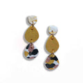 Terrazzo dangle earrings with marbled gold stud
