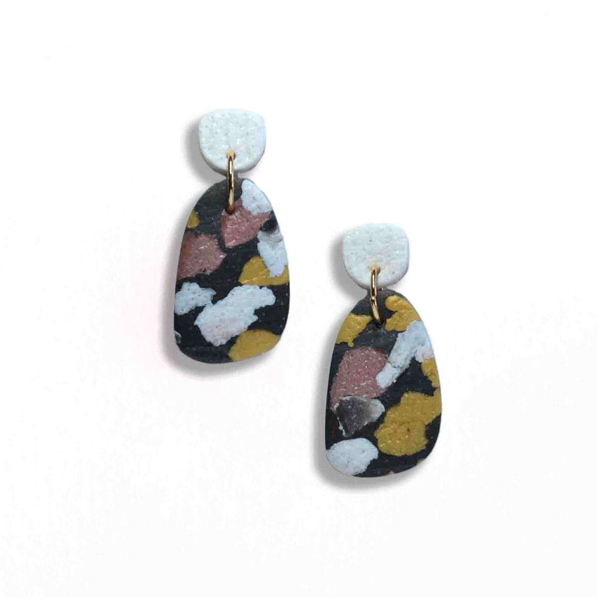 Terrazzo drop earrings with shimmering white studs