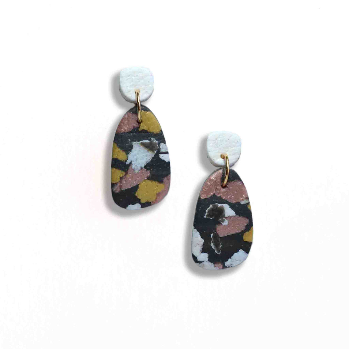 Terrazzo drop earrings with white shimmering studs